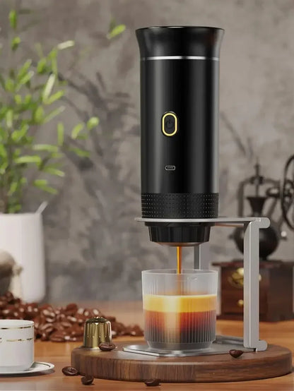 Cafetera expreso portátil, inalámbrica, eléctrica, para coche y camping, 3 en 1, para cápsulas de café en polvo, para viajes.