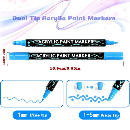 Rotuladores de pintura acrílica de doble punta (12, 24, 36 y 48 colores) para madera, lienzo, piedra, pintura rupestre, vidrio, cerámica, manualidades.